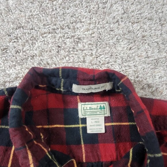 LL Bean Flannel Shirt Mens Large Black Red Button Up Plaid Buffalo Flaw* - Picture 3 of 8